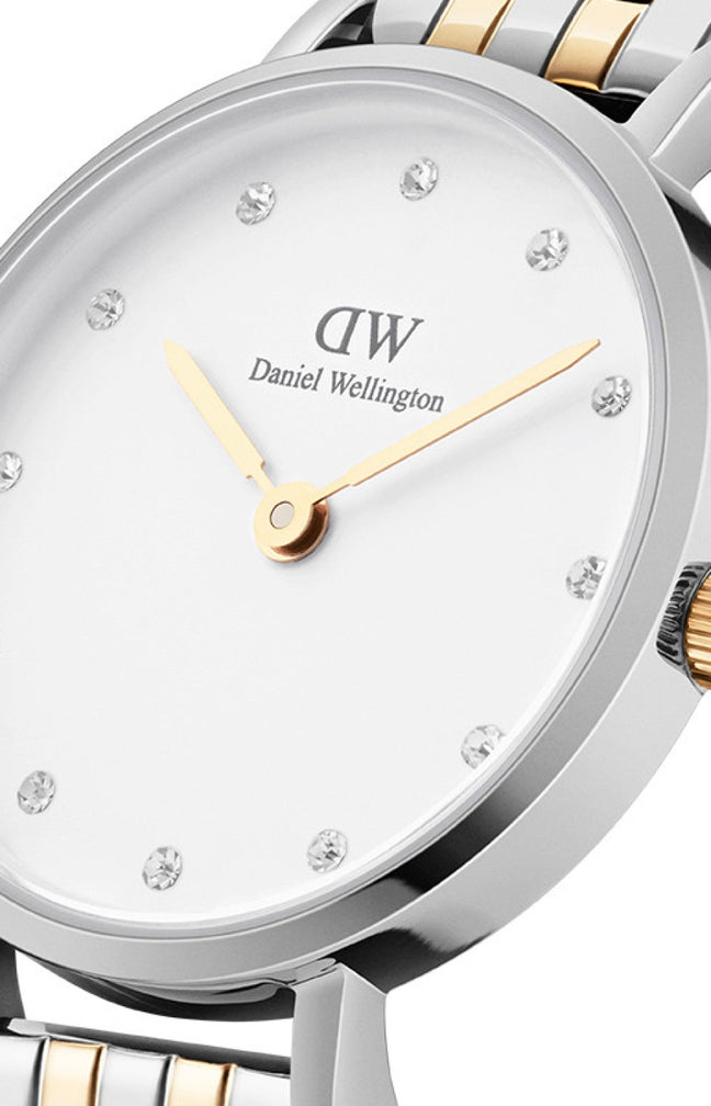 Montre à quartz - Acier inoxydable argenté & doré & cristaux - Femme