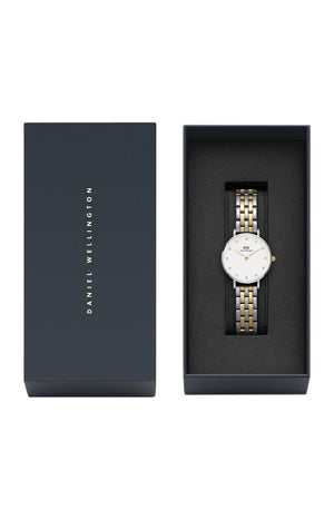 Montre à quartz - Acier inoxydable argenté & doré & cristaux - Femme