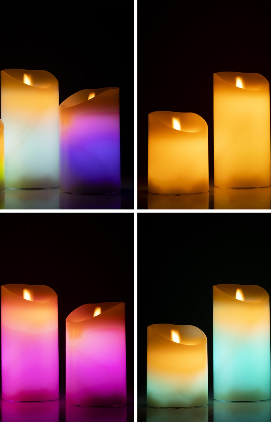 Bougies LED multicolores - Effet Flamme - 3 Unités