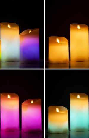 Bougies LED multicolores - Effet Flamme - 3 Unités
