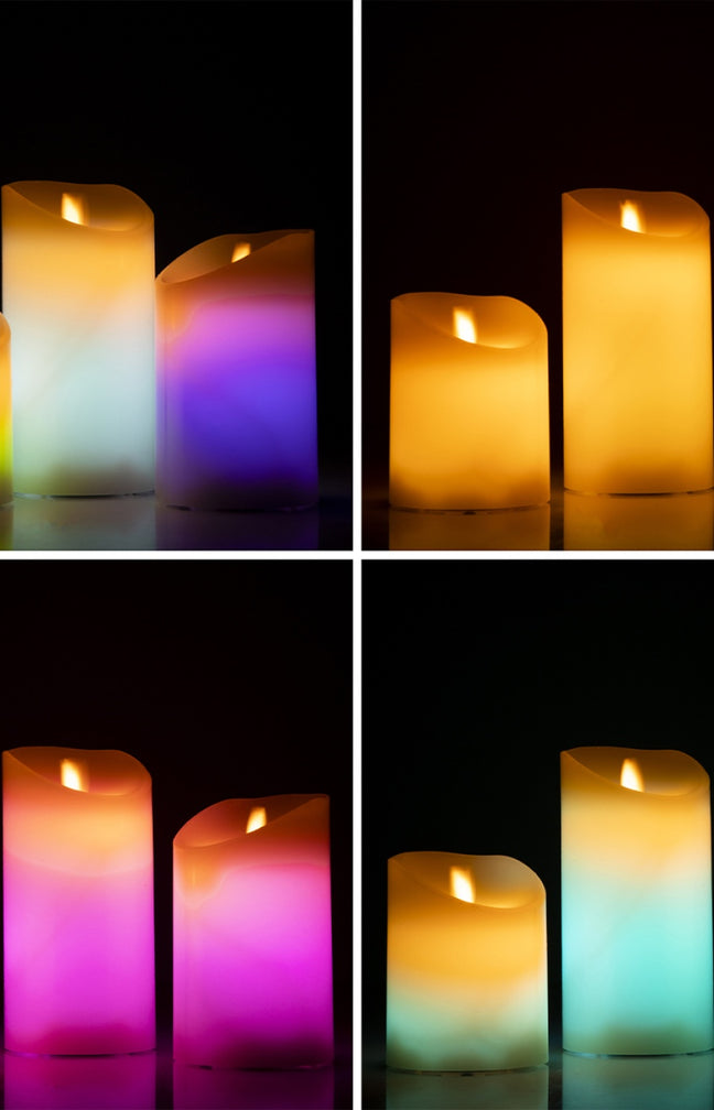 Bougies LED multicolores - Effet Flamme - 3 Unités