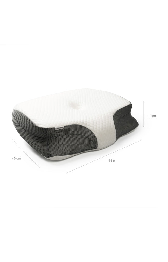 Oreiller cervical ergonomique 3-en-1 - Mousse viscoélastique - Blanc & gris