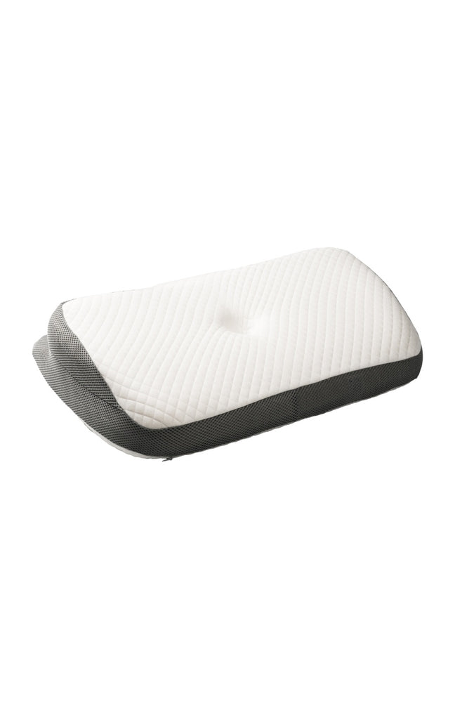 Oreiller cervical ergonomique 3-en-1 - Mousse viscoélastique - Blanc & gris