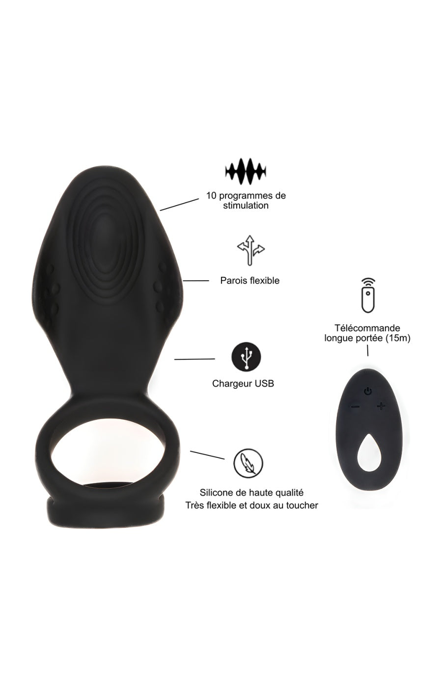 Anneau vibrant - 10 programmes - Homme - Noir