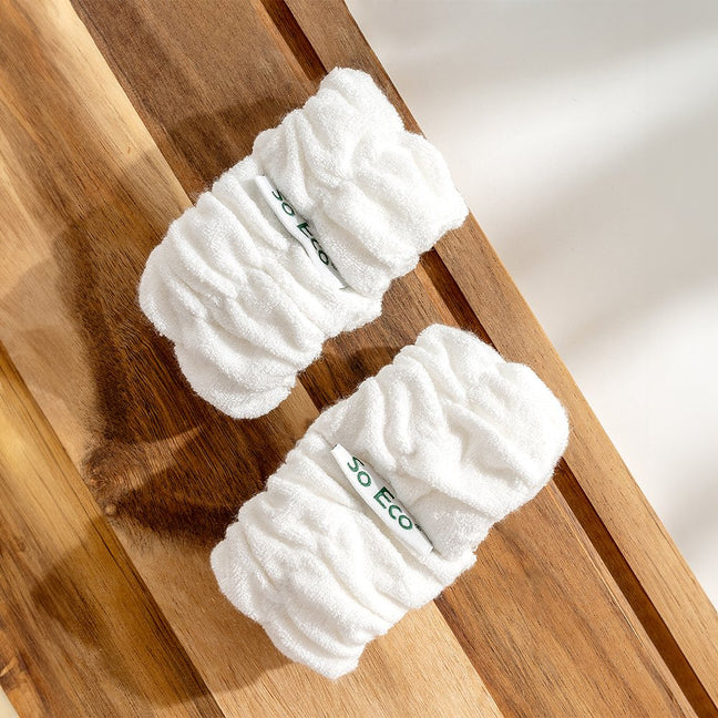 Bracelets skincare en microfibres - Blanc - 1 paire