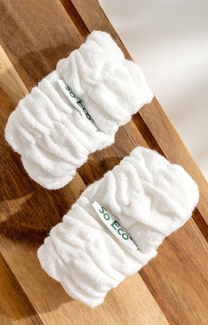 Bracelets skincare en microfibres - Blanc - 1 paire