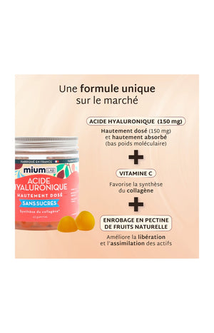 Gummies acide hyaluronique - Pêche - Sans sucres - 21 jours