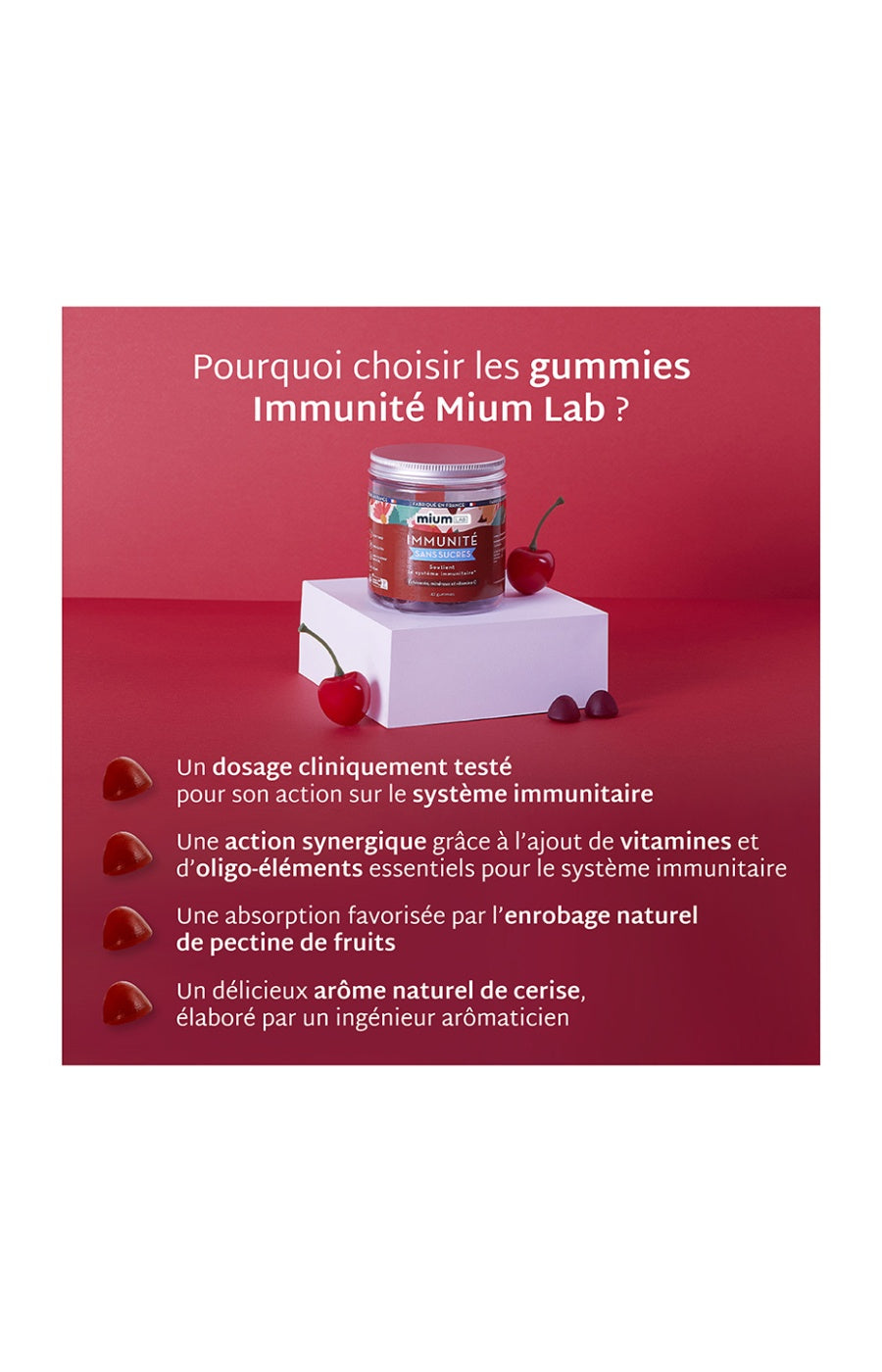 Gummies immunité - Cerise - Sans sucres - 21 jours