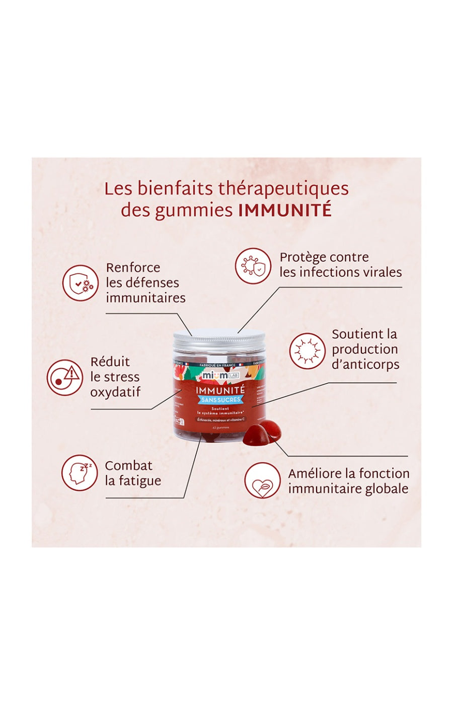 Cure gummies immunité - Cerise - Sans sucres - 2 mois