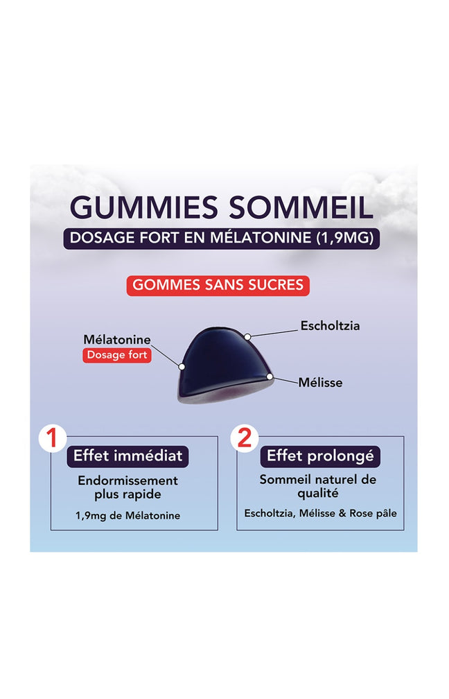 Cure gummies sommeil - Mûre & myrtille - Sans sucres - 3 mois