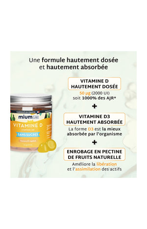 Gummies vitamine D - Mangue - Sans sucres - 21 jours
