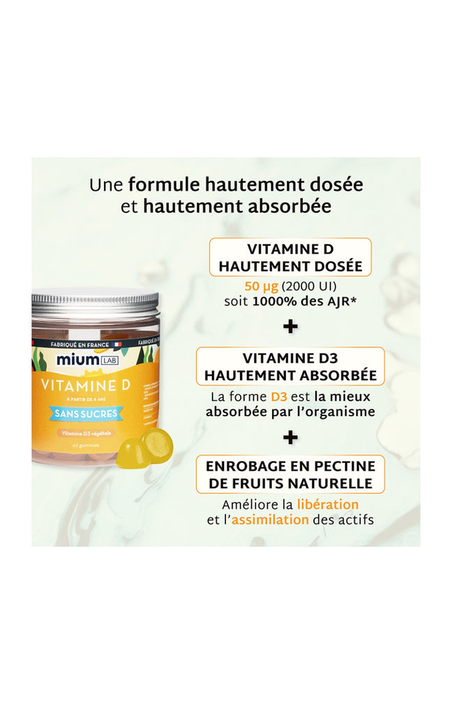 Gummies vitamine D - Mangue - Sans sucres - 21 jours
