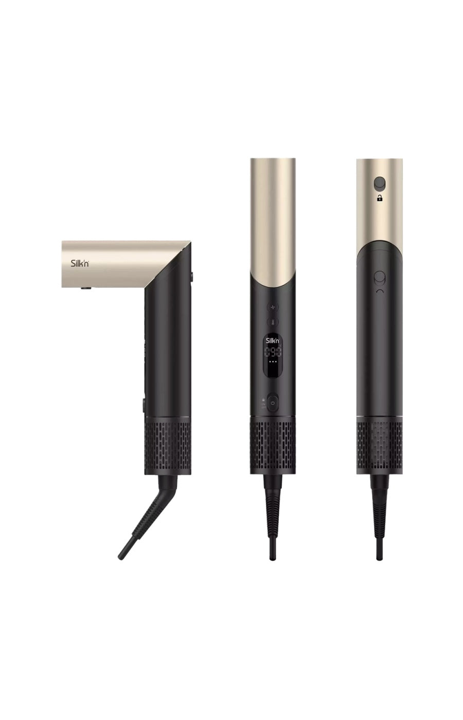 Sèche-cheveux tout-en-1 - 5 embouts - Doré