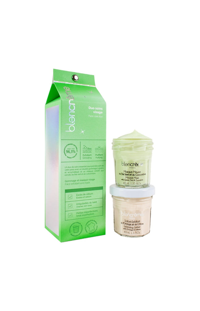 Coffret masque et exfoliant purifiant - Thé vert & concombre - Visage - 2 x 40 ml