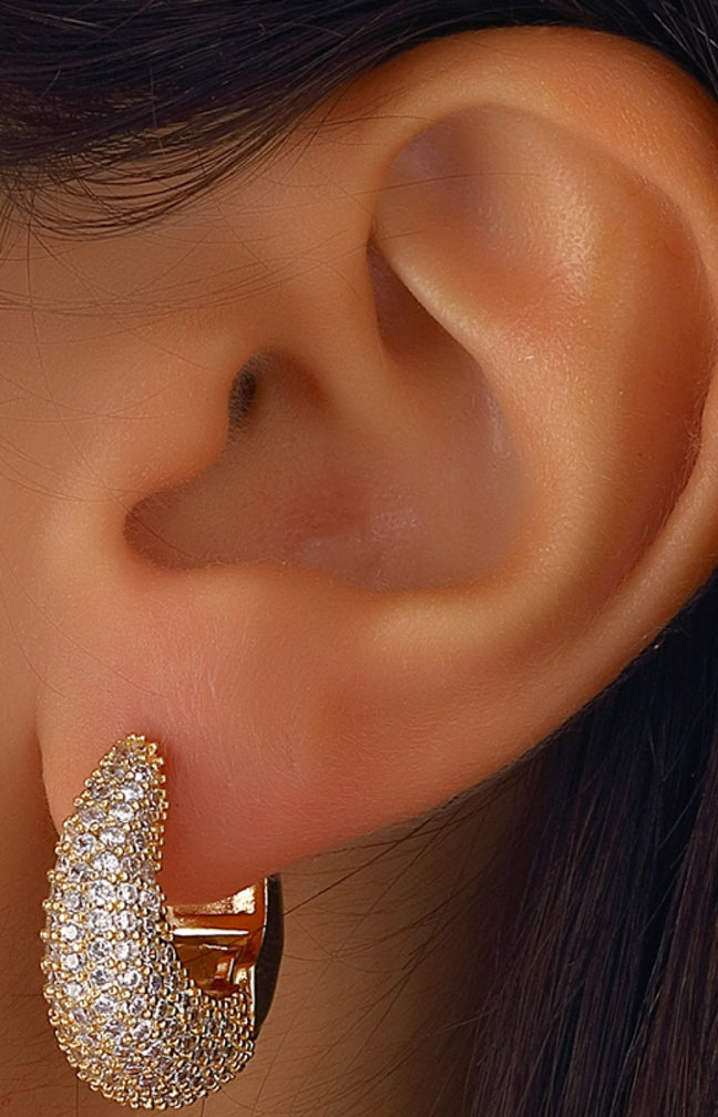 Boucles d'oreilles - Laiton plaqué or & zircon