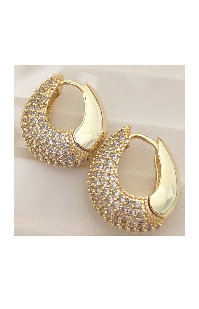 Boucles d'oreilles - Laiton plaqué or & zircon