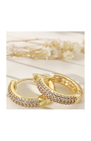Boucles d'oreilles - Mini créoles - Laiton plaqué or & zircon