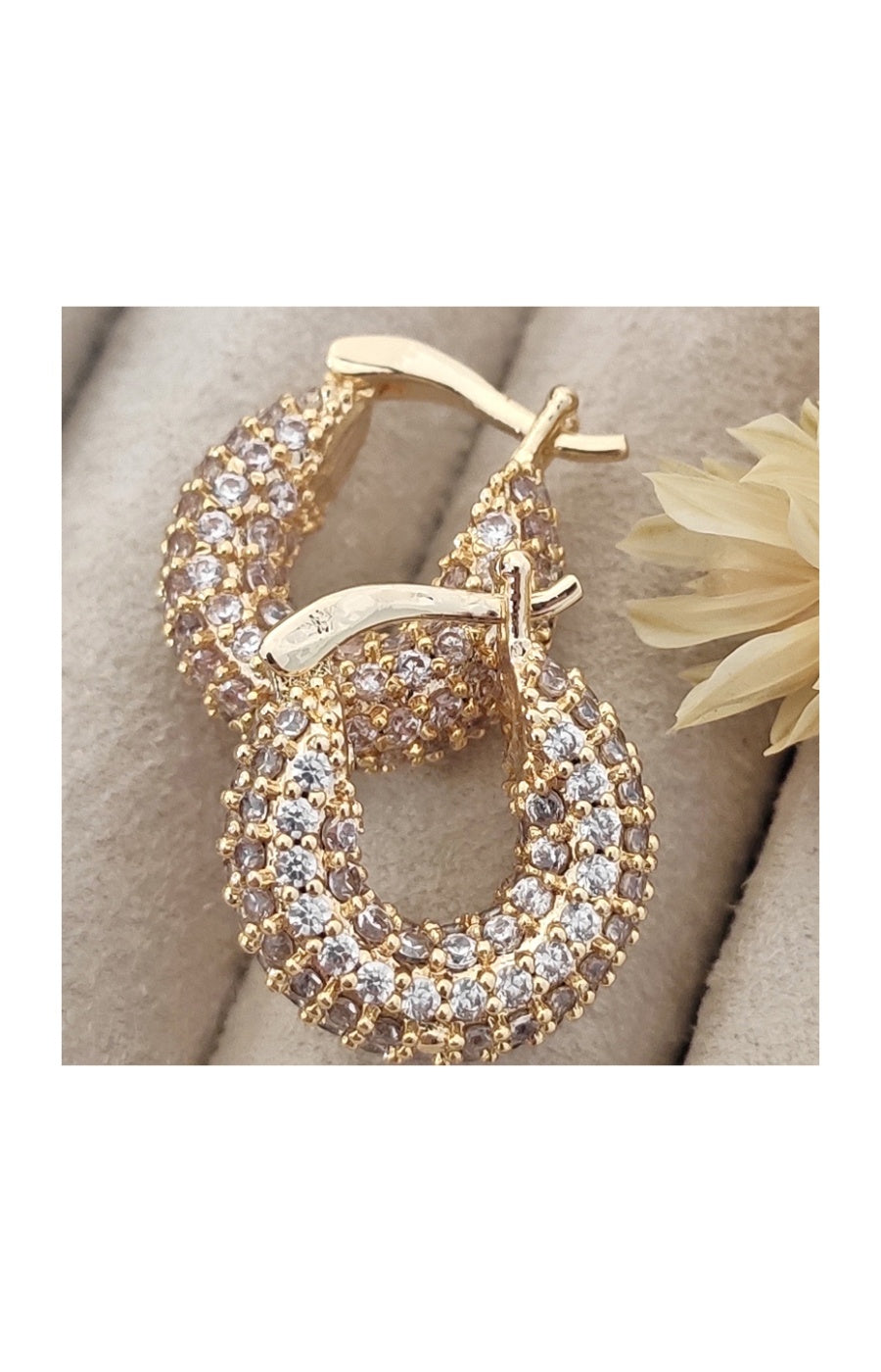 Boucles d'oreilles - Mini créoles - Laiton plaqué or & zircon