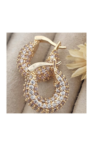 Boucles d'oreilles - Mini créoles - Laiton plaqué or & zircon