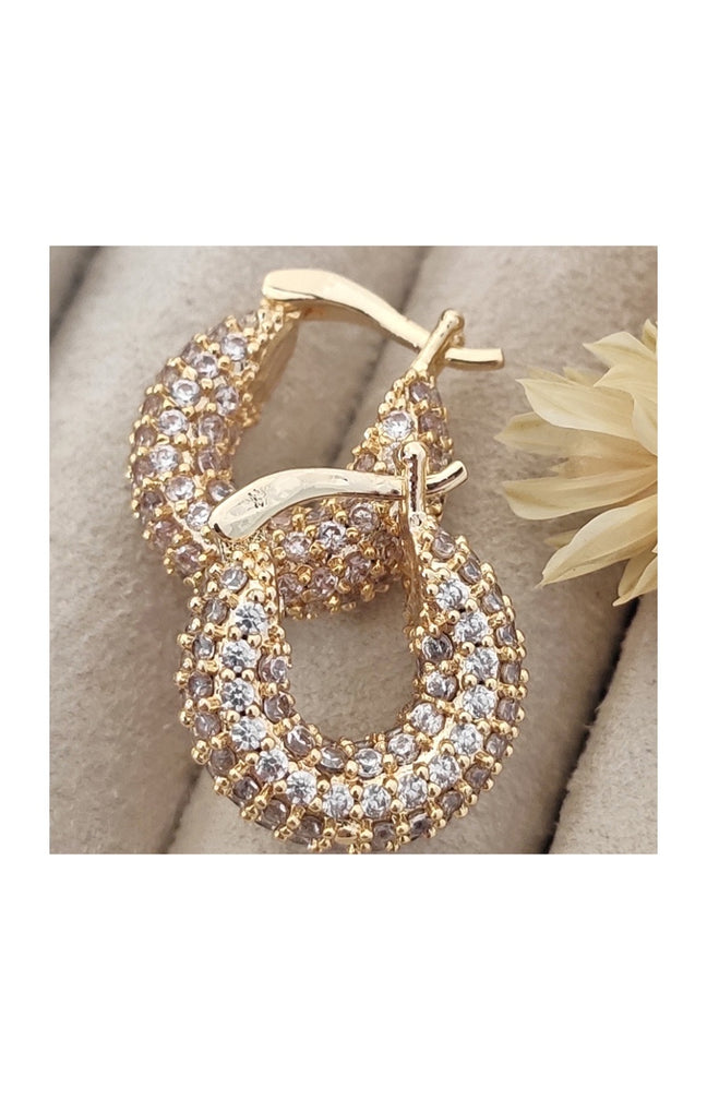 Boucles d'oreilles - Mini créoles - Laiton plaqué or & zircon