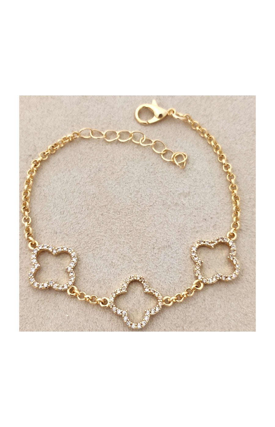 Bracelet trèfle - Laiton plaqué or & pierres de nacre - Doré