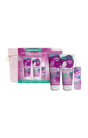 Trousse routine réparatrice - Collagène & vitamine B - Cheveux très abîmés - 3 produits
