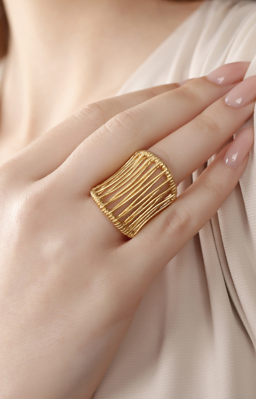 Bague ajustable - Laiton plaqué or