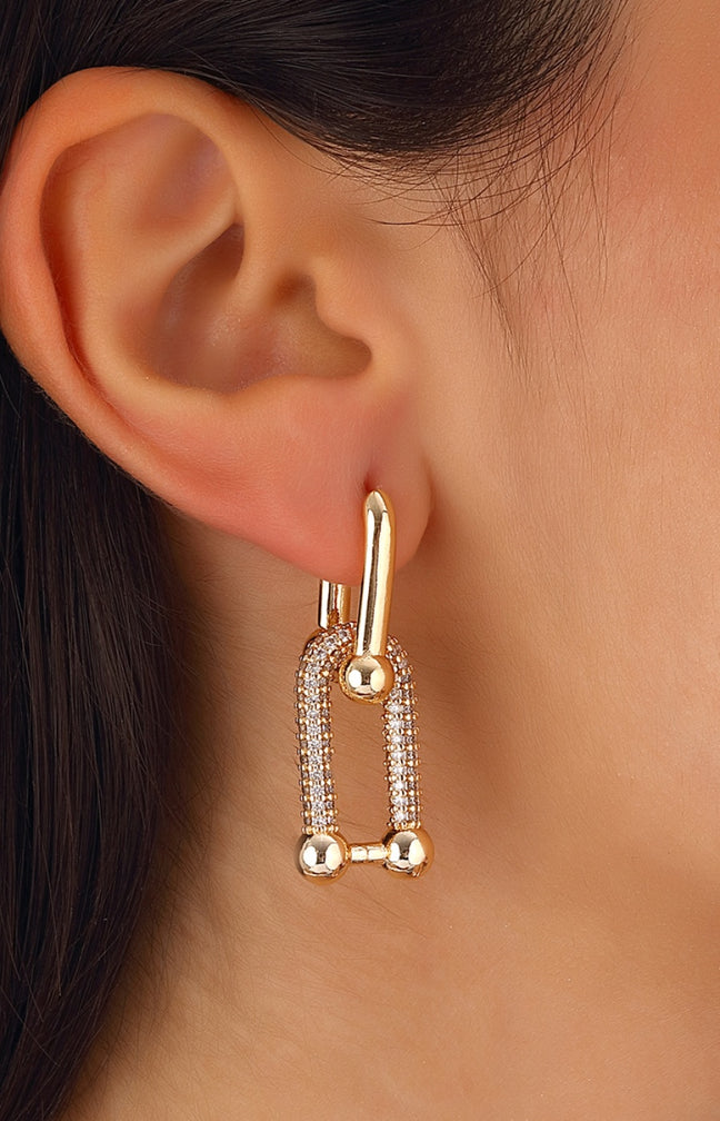 Boucles d'oreilles - Laiton plaqué or & zirconium