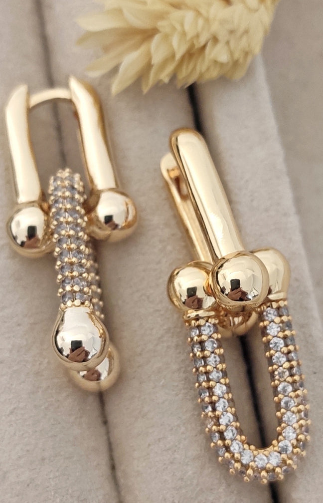 Boucles d'oreilles - Laiton plaqué or & zirconium