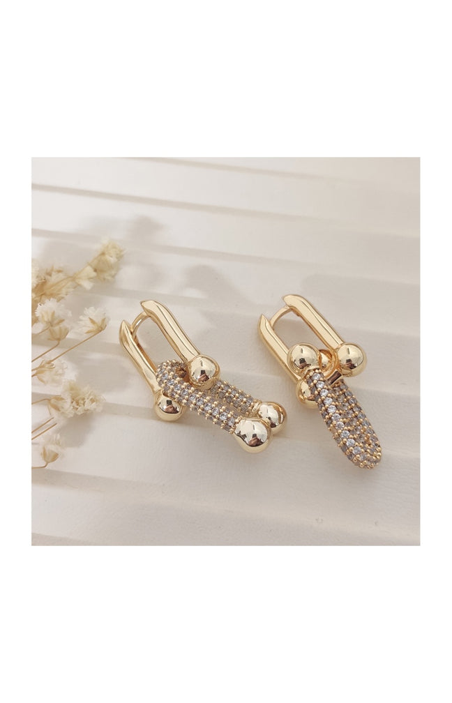 Boucles d'oreilles - Laiton plaqué or & zirconium