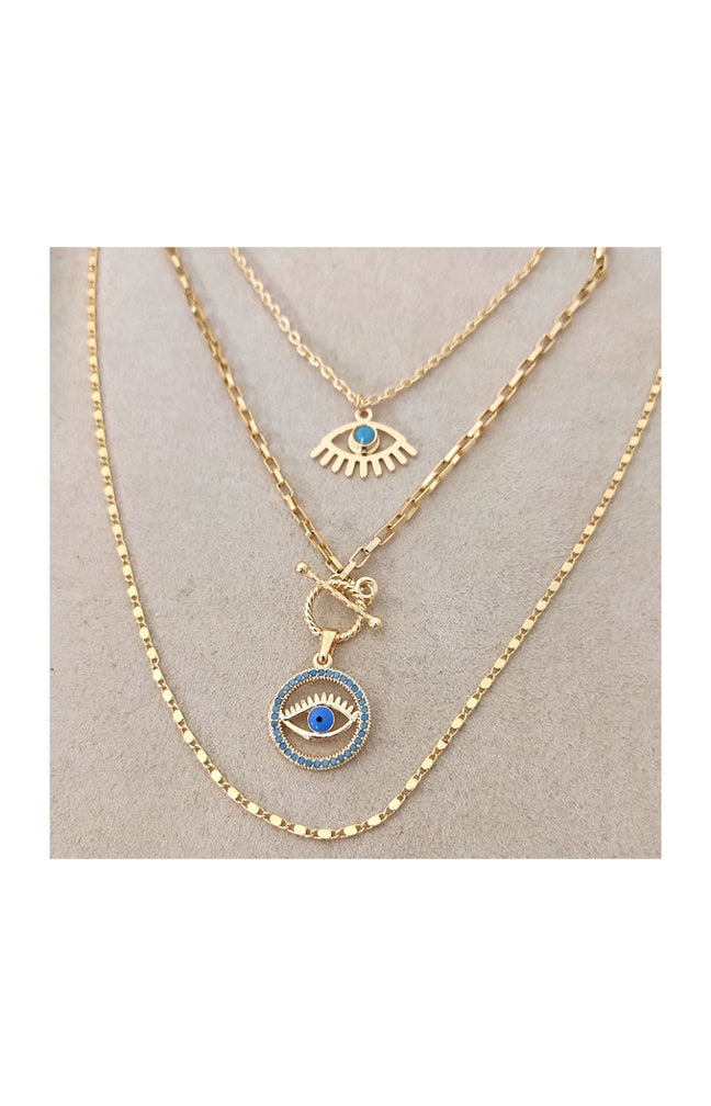 Collier multiple - Laiton doré & zircon