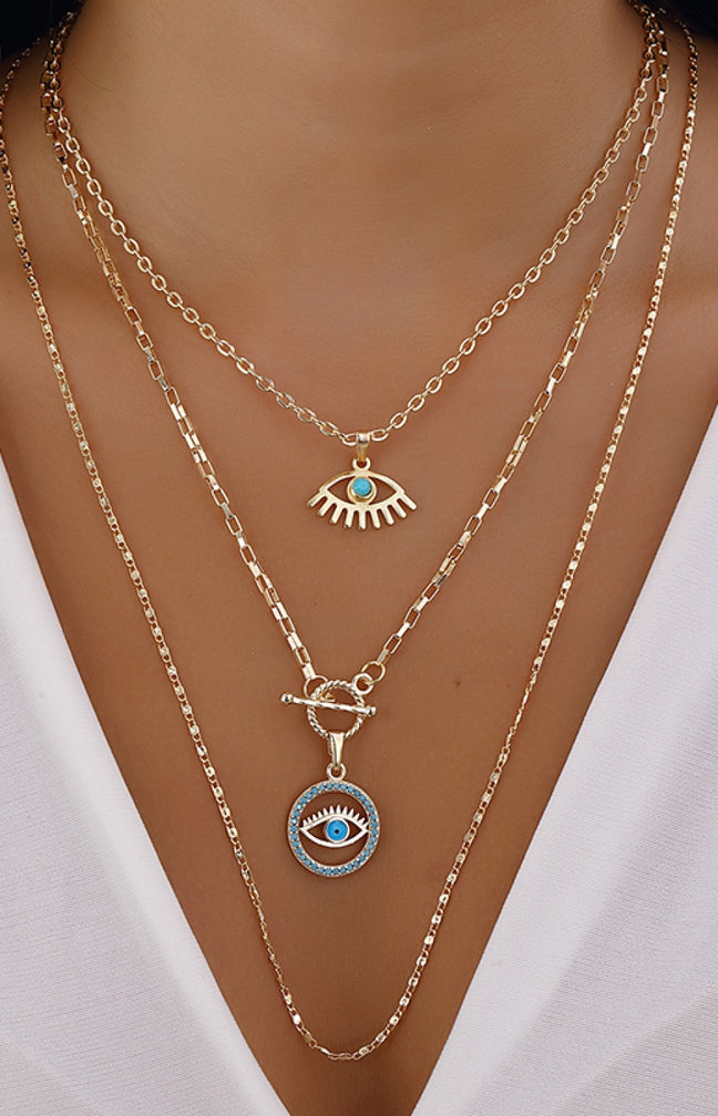 Collier multiple - Laiton doré & zircon