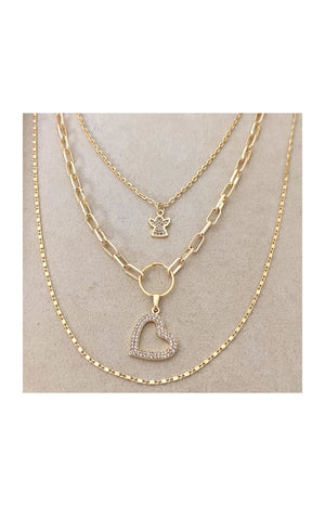 Collier multiple - Laiton doré & zircon