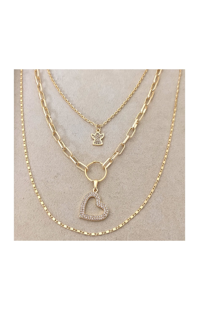 Collier multiple - Laiton doré & zircon
