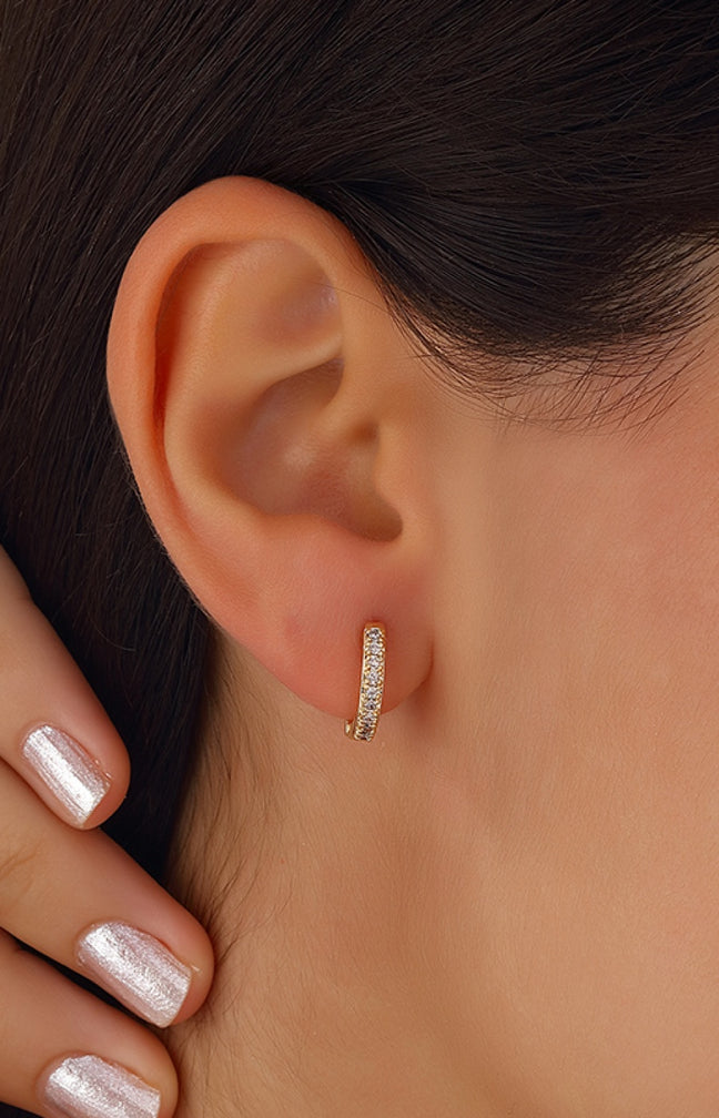 Boucles d'oreilles - Laiton plaqué or & zircon