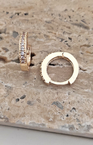 Boucles d'oreilles - Laiton plaqué or & zircon