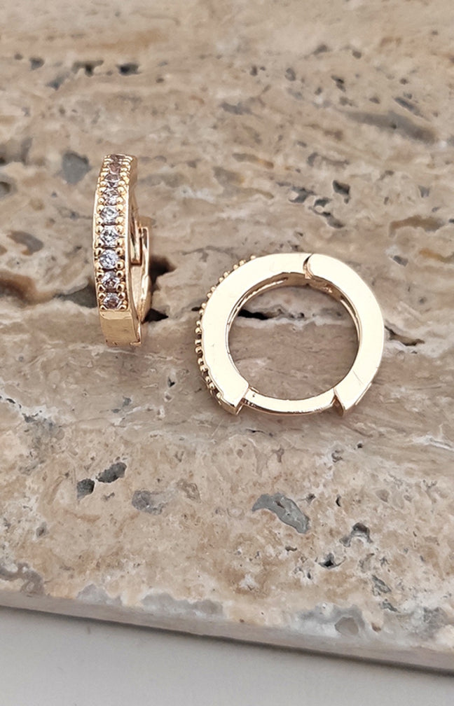 Boucles d'oreilles - Laiton plaqué or & zircon