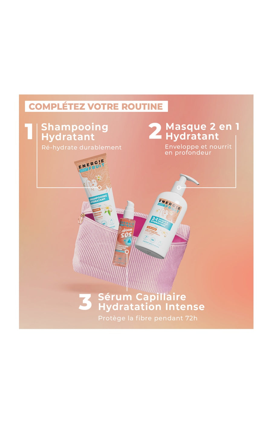 Trousse routine hydratante - Monoï & huile de macadamia bio - Cheveux abîmés - 3 produits