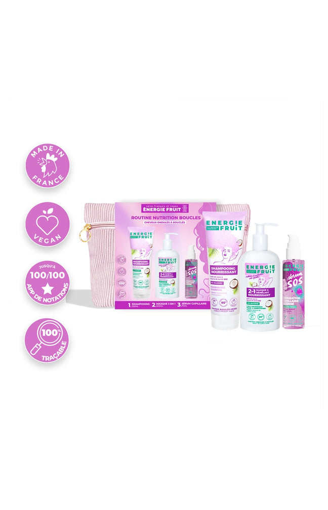 Trousse routine nourrissante - Huile de coco bio - Cheveux ondulés à bouclés - 3 produits