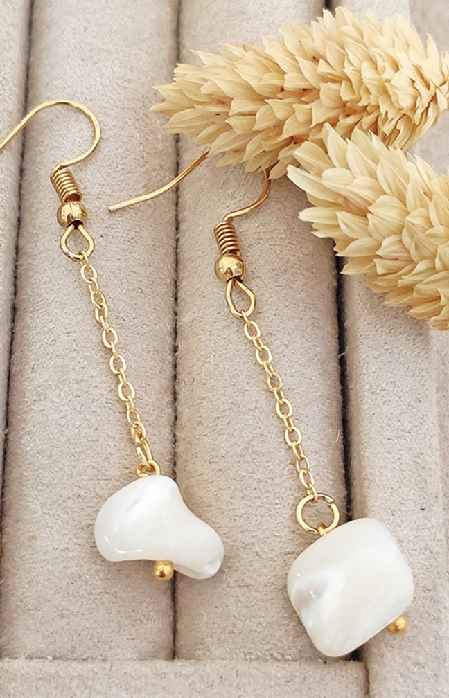 Boucles d'oreilles - Laiton plaqué or & perles