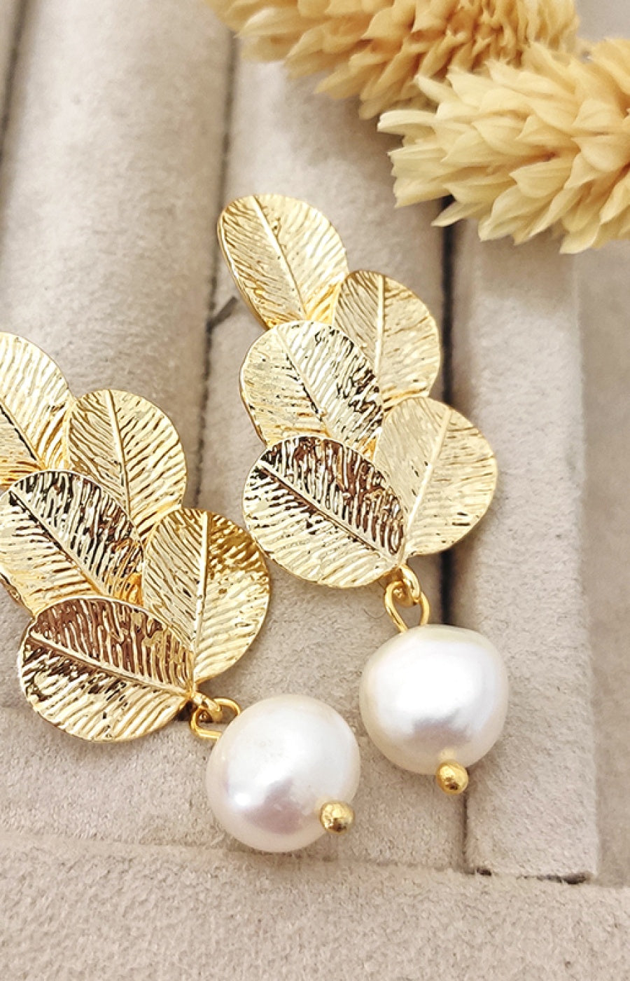 Boucles d'oreilles - Laiton plaqué or & perle