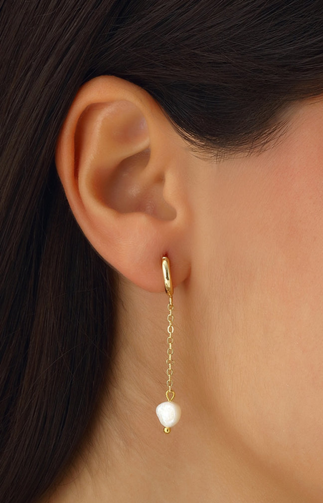 Boucles d'oreilles - Laiton plaqué or & perle
