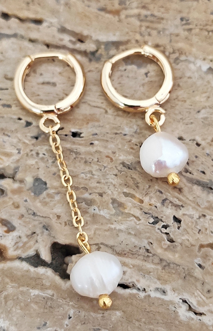 Boucles d'oreilles - Laiton plaqué or & perle