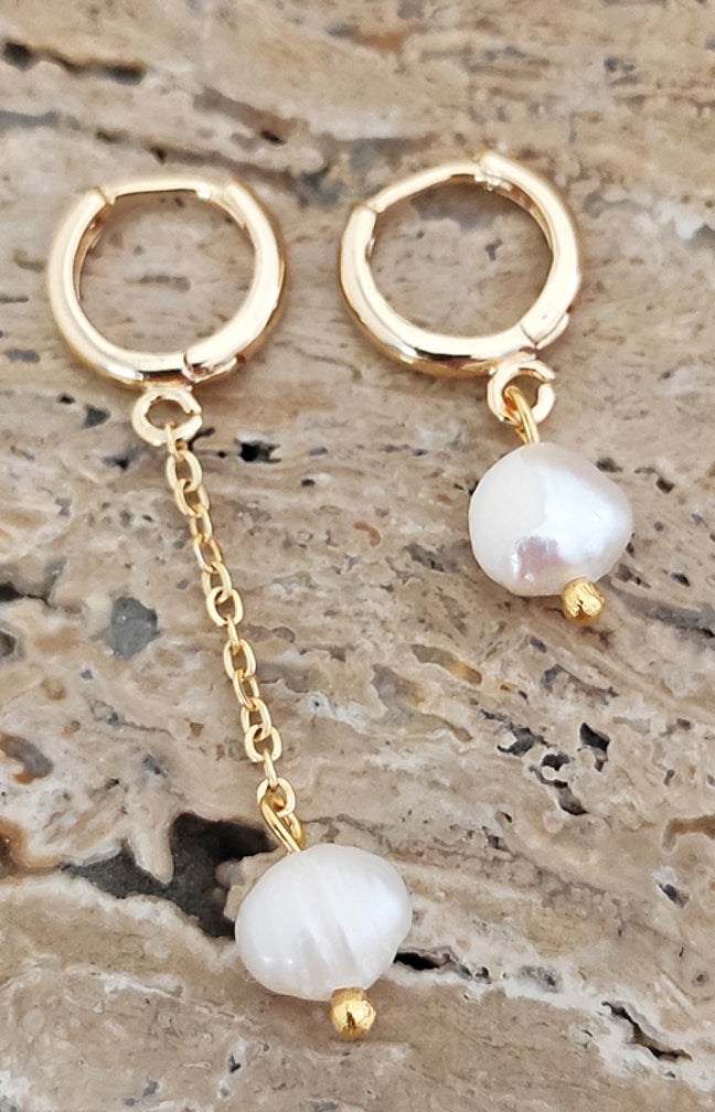 Boucles d'oreilles - Laiton plaqué or & perle