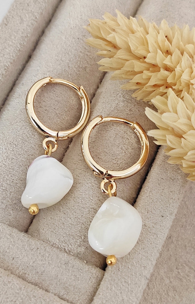 Boucles d'oreilles - Laiton plaqué or & perle