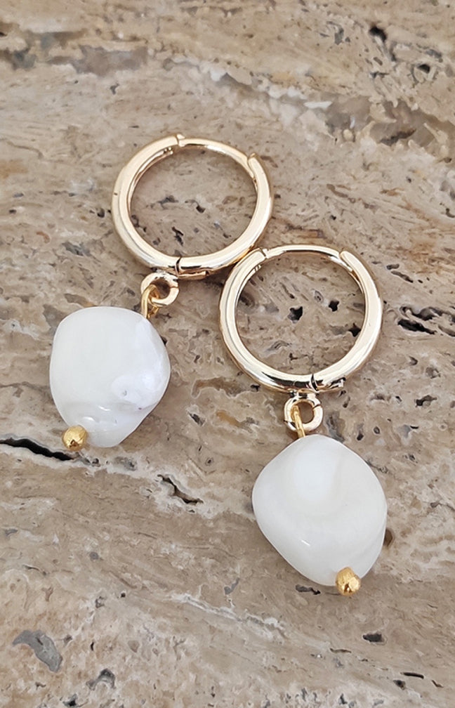 Boucles d'oreilles - Laiton plaqué or & perle