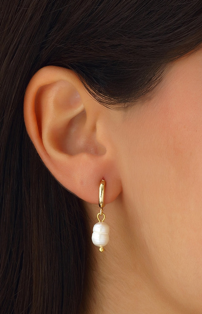 Boucles d'oreilles - Laiton plaqué or & perle