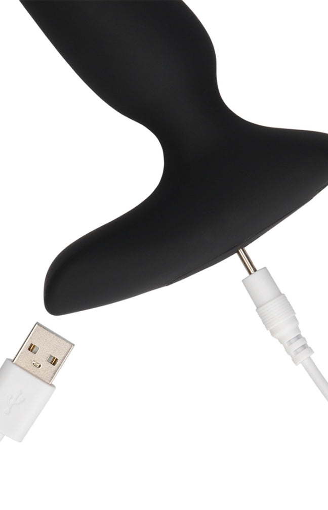 Plug anal vibrant lisse & télécommande - 10 modes - Noir