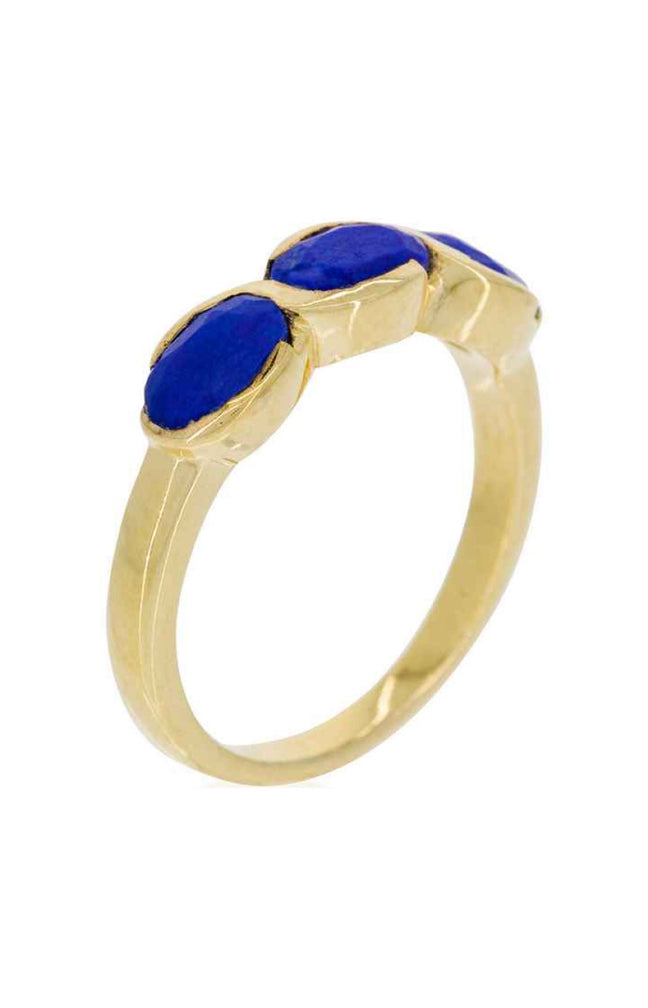 Bague Lydia - Laiton doré & jade bleu