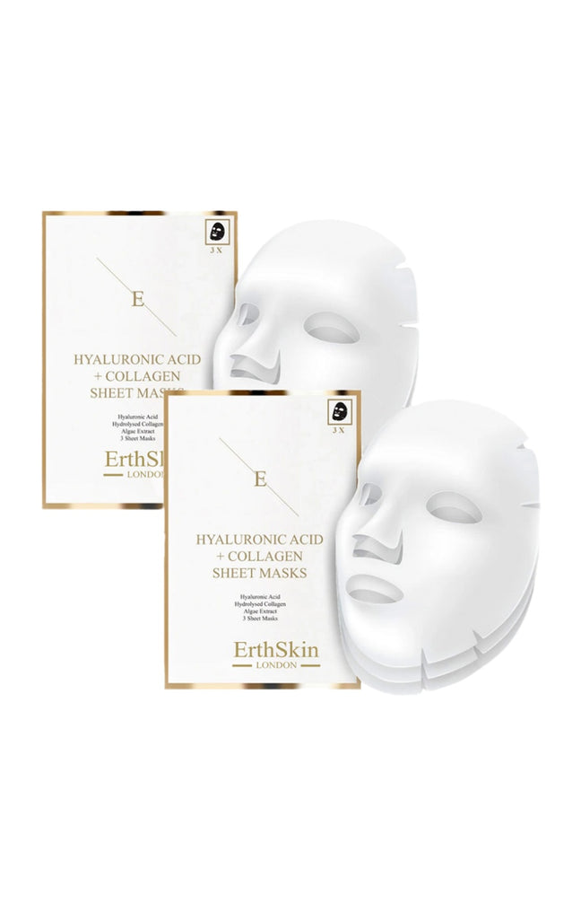Masques en tissu - Acide hyaluronique & collagène - Visage - 2 x 3 unités